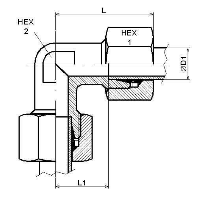 L spojka komplet LL rada Elbow metric thread complete